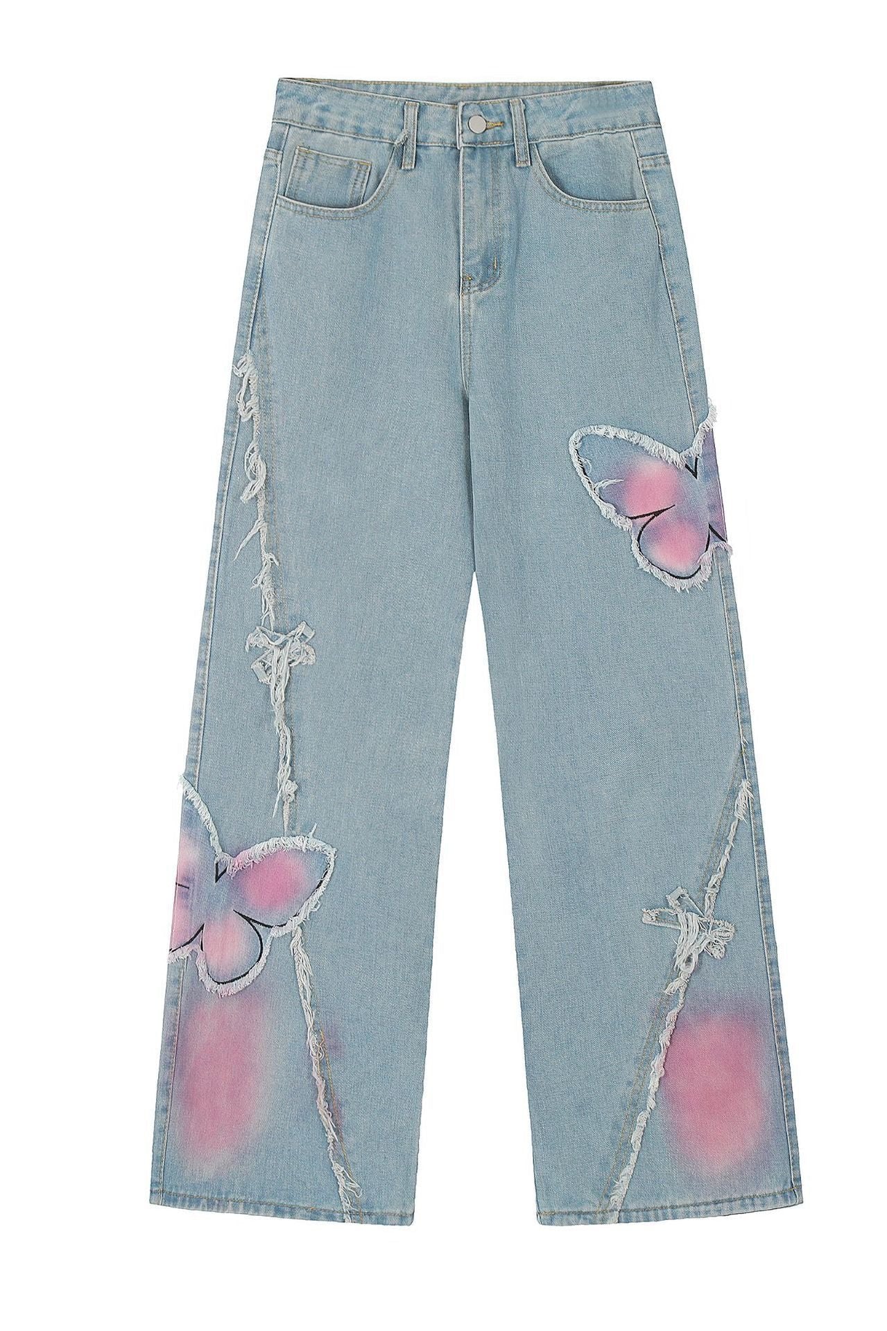 Tie Dye Butterfly Emboirdered Jeans