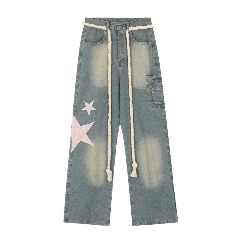 Star Roped Jeans - Celestialzstreetwear