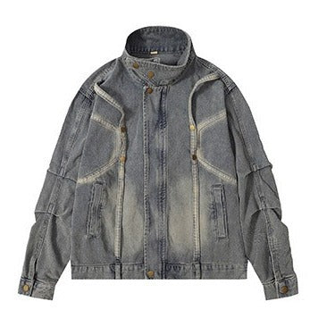 Wavy Style Denim Jacket - Celestialzstreetwear