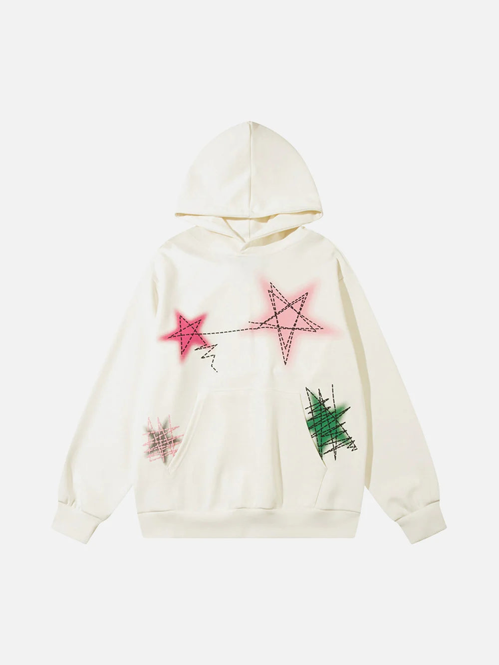 Graffiti Five-pointed Star Hoodie - Celestialzstreetwear