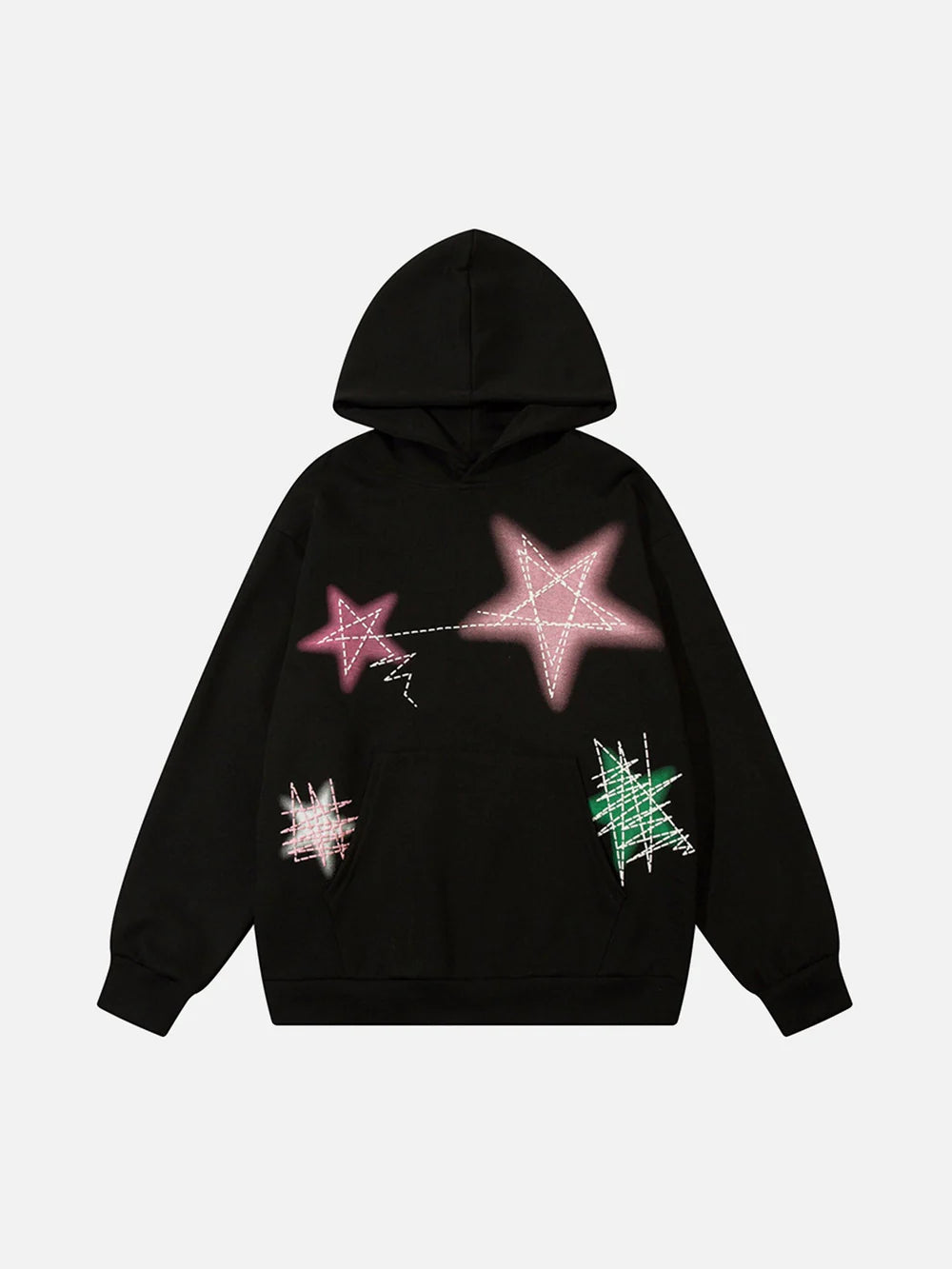 Graffiti Five-pointed Star Hoodie - Celestialzstreetwear