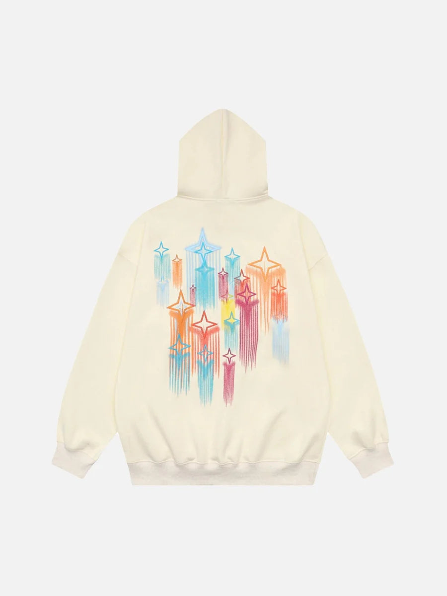 Graffiti Star Print Hooded Sweatshirt - Celestialzstreetwear