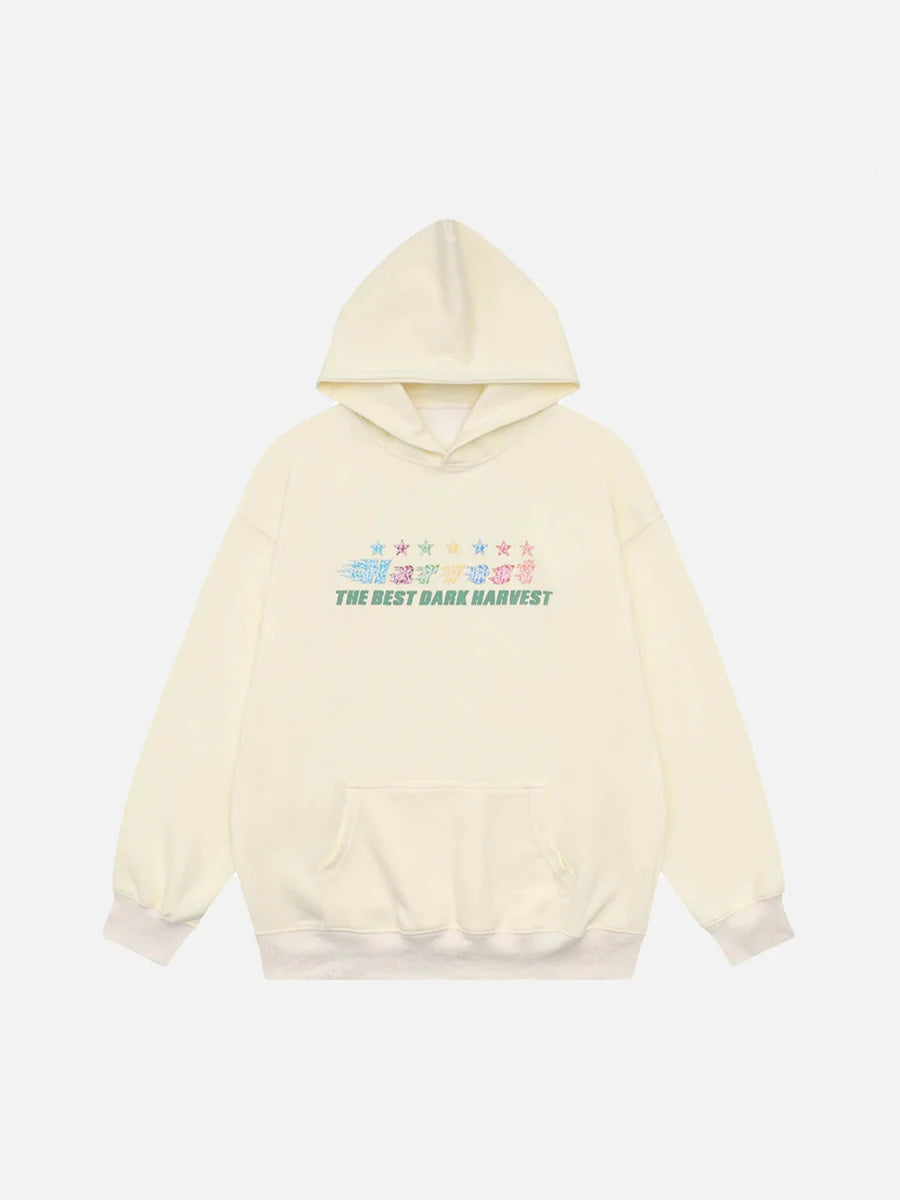 Graffiti Star Print Hooded Sweatshirt - Celestialzstreetwear