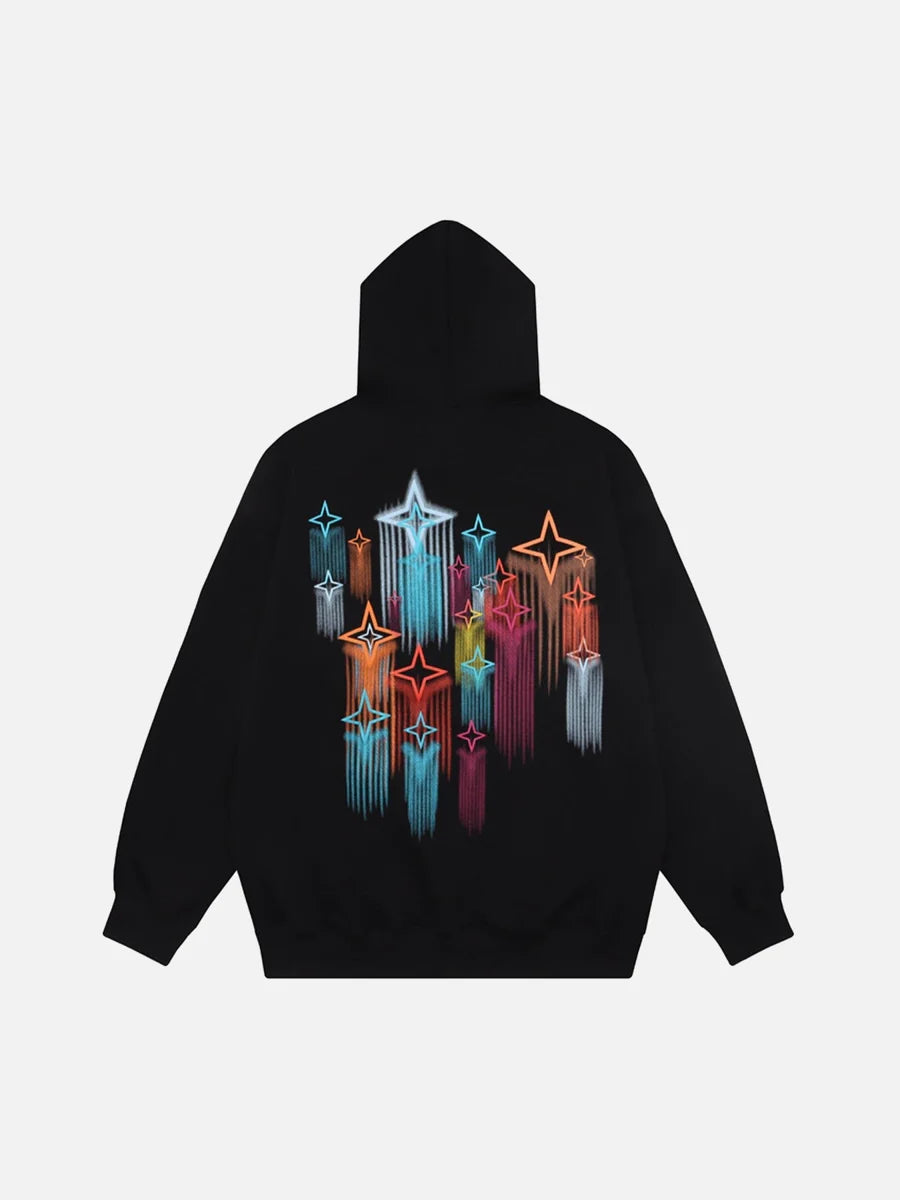 Graffiti Star Print Hooded Sweatshirt - Celestialzstreetwear
