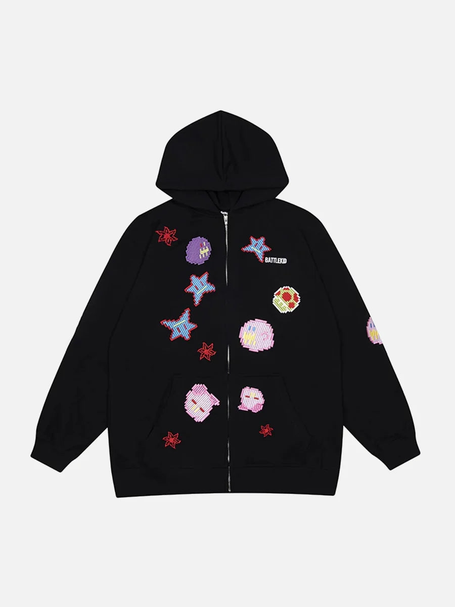 Planet Hooded Zipper Hoodie - Celestialzstreetwear