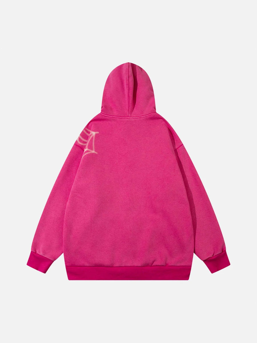 Spiderweb Printed Hoodie - Celestialzstreetwear
