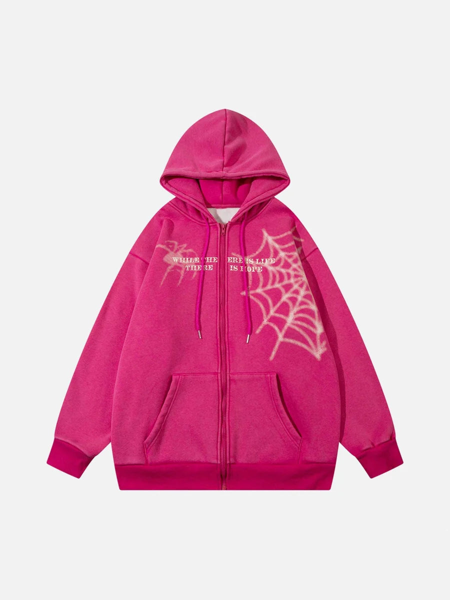 Spiderweb Printed Hoodie - Celestialzstreetwear