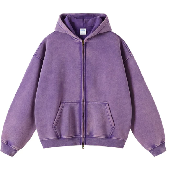 Washed Zip-up Hoodie - Celestialzstreetwear