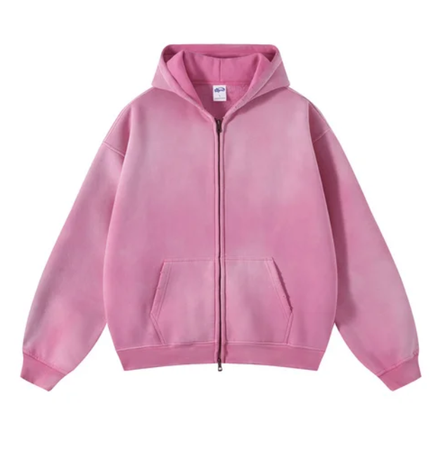 Double Washed Stained Zip-up - Celestialzstreetwear