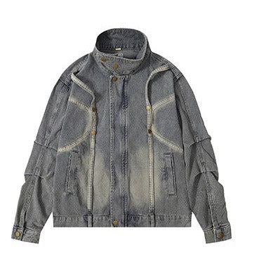 Wavy Style Denim Jacket - Celestialzstreetwear