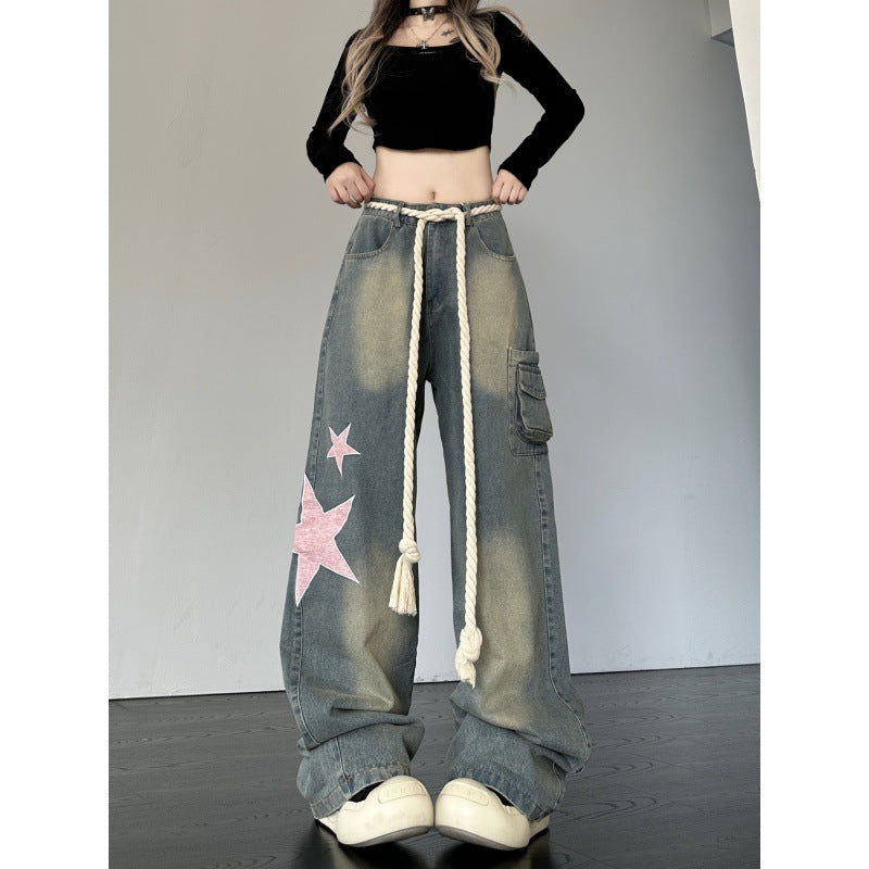 Star Roped Jeans - Celestialzstreetwear