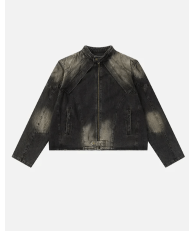 Heavy Duty Biker Washed Denim Jacket - Celestialzstreetwear