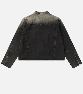 Heavy Duty Biker Washed Denim Jacket - Celestialzstreetwear