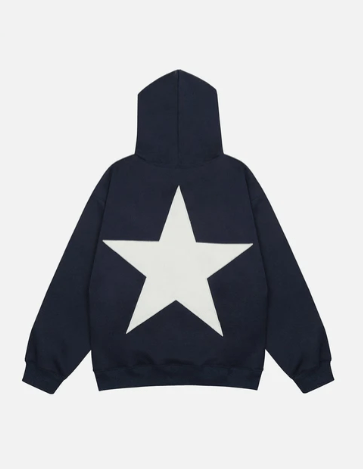 Double Star Print Hoodie - Celestialzstreetwear