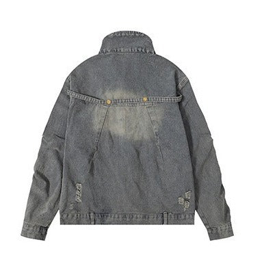 Wavy Style Denim Jacket - Celestialzstreetwear