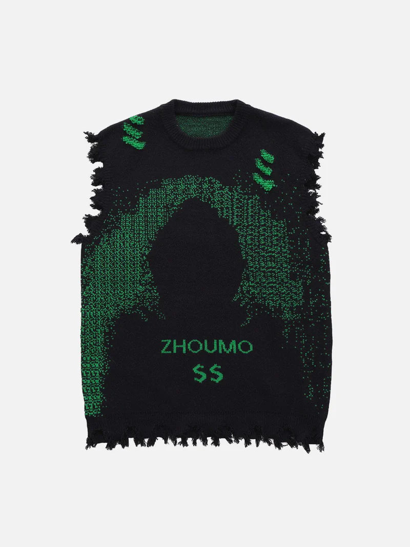 Cyberpunk Dot Matrix Sweater Vest - Celestialzstreetwear