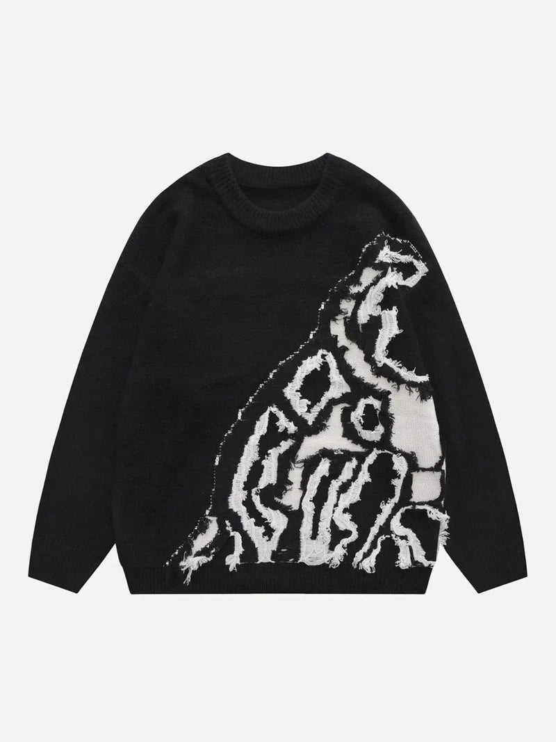 Raw Edge Patchwork Sweater - Celestialzstreetwear