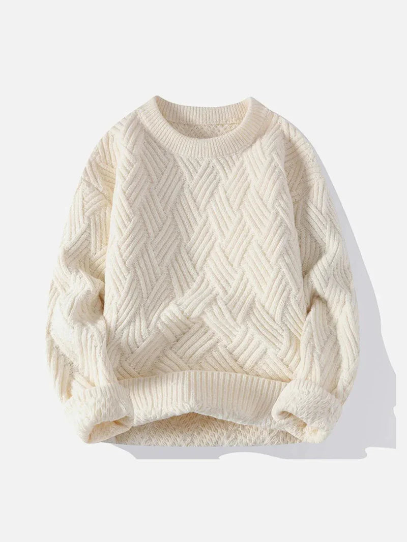 Solid Color Weave Cozy Sweater - Celestialzstreetwear