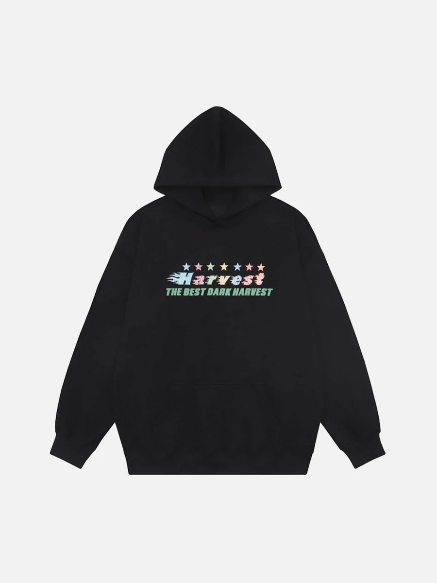 Graffiti Star Print Hooded Sweatshirt - Celestialzstreetwear