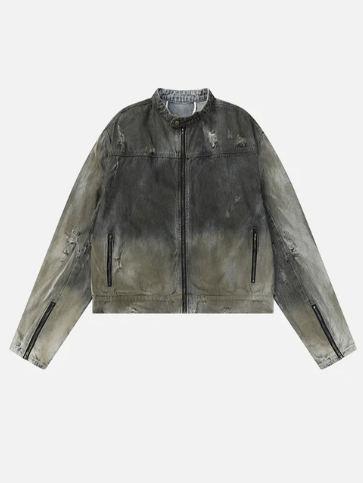 Heavy Duty Biker Washed Denim Jacket - Celestialzstreetwear